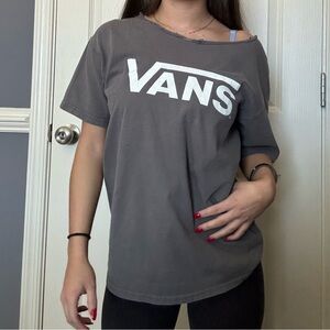 Vans Gray T-Shirt with Bold White Logo